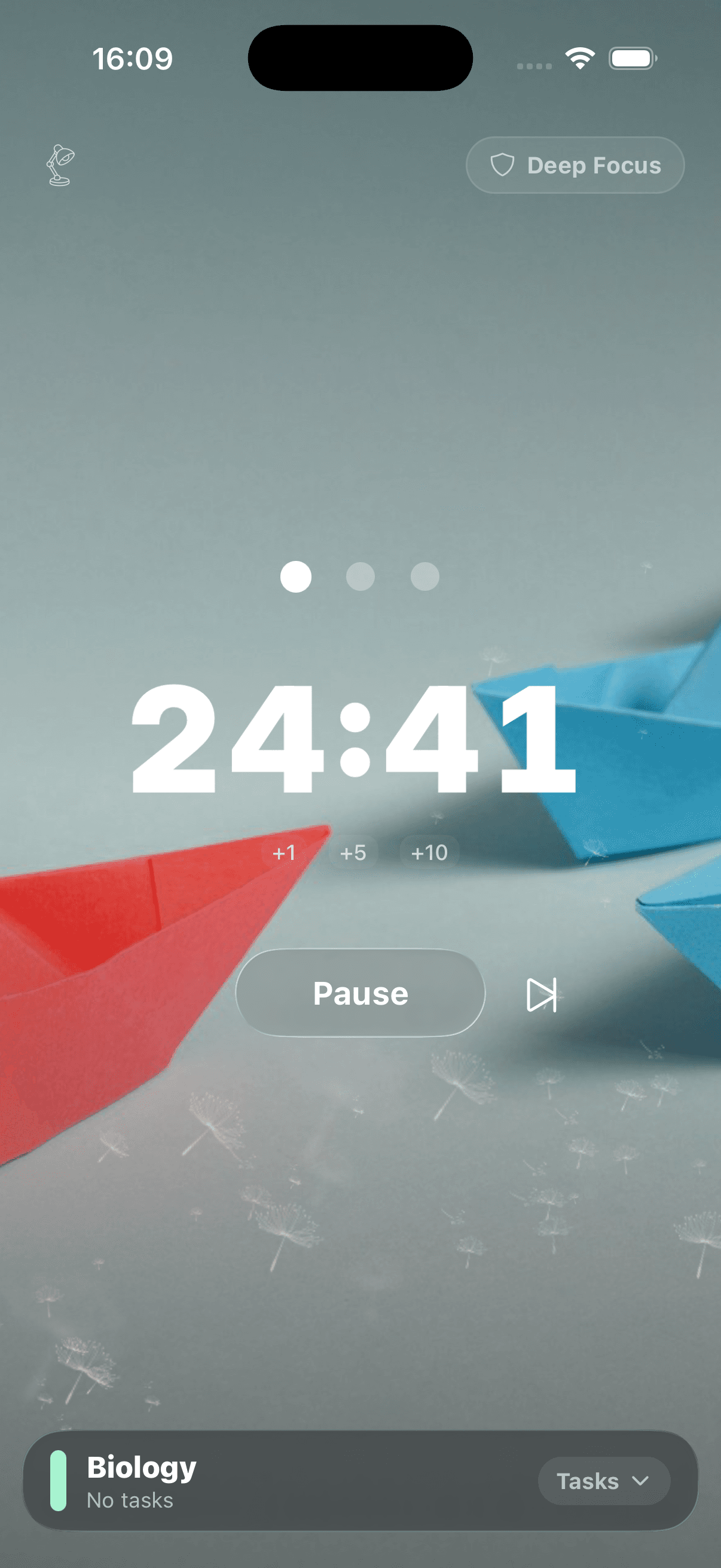 StudyFoc.us mobile timer running screen